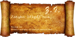 Zatyko Ifigénia névjegykártya